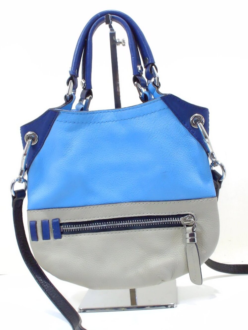 Oryany, Color block Leather Satchel, with Top Handle and Silver Hardware